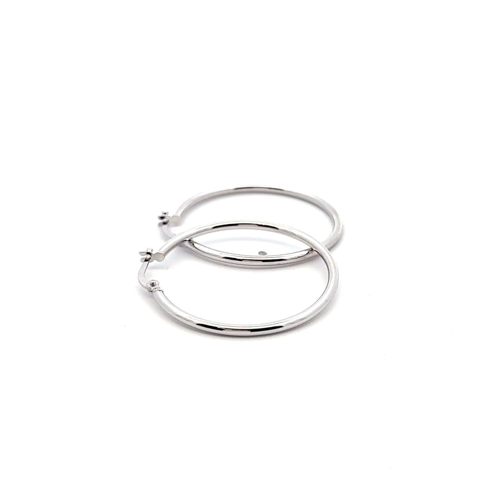 18K White Gold Earrings Hoops Loops 1.78 grams - Rafant