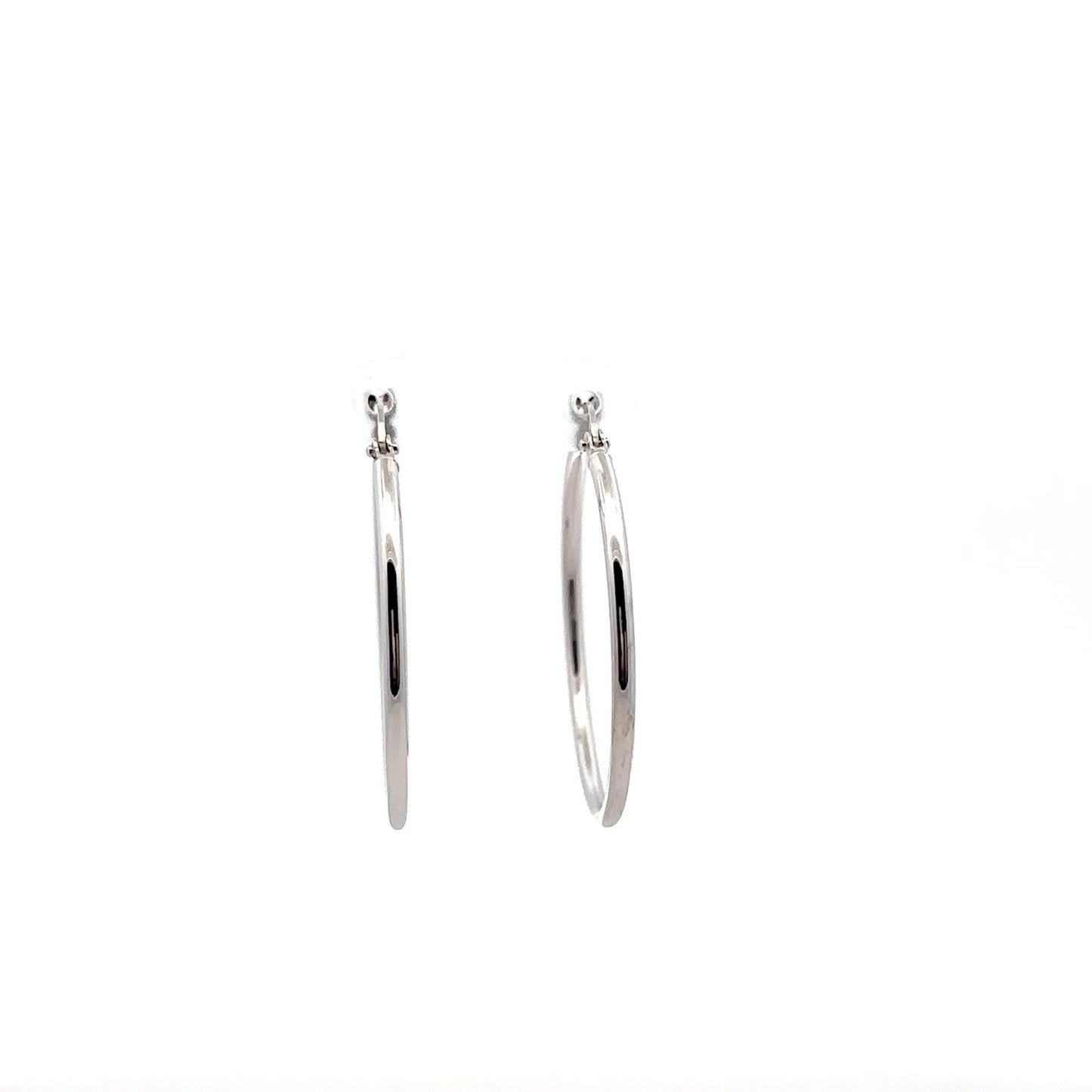 18K White Gold Earrings Hoops Loops 1.78 grams - Rafant