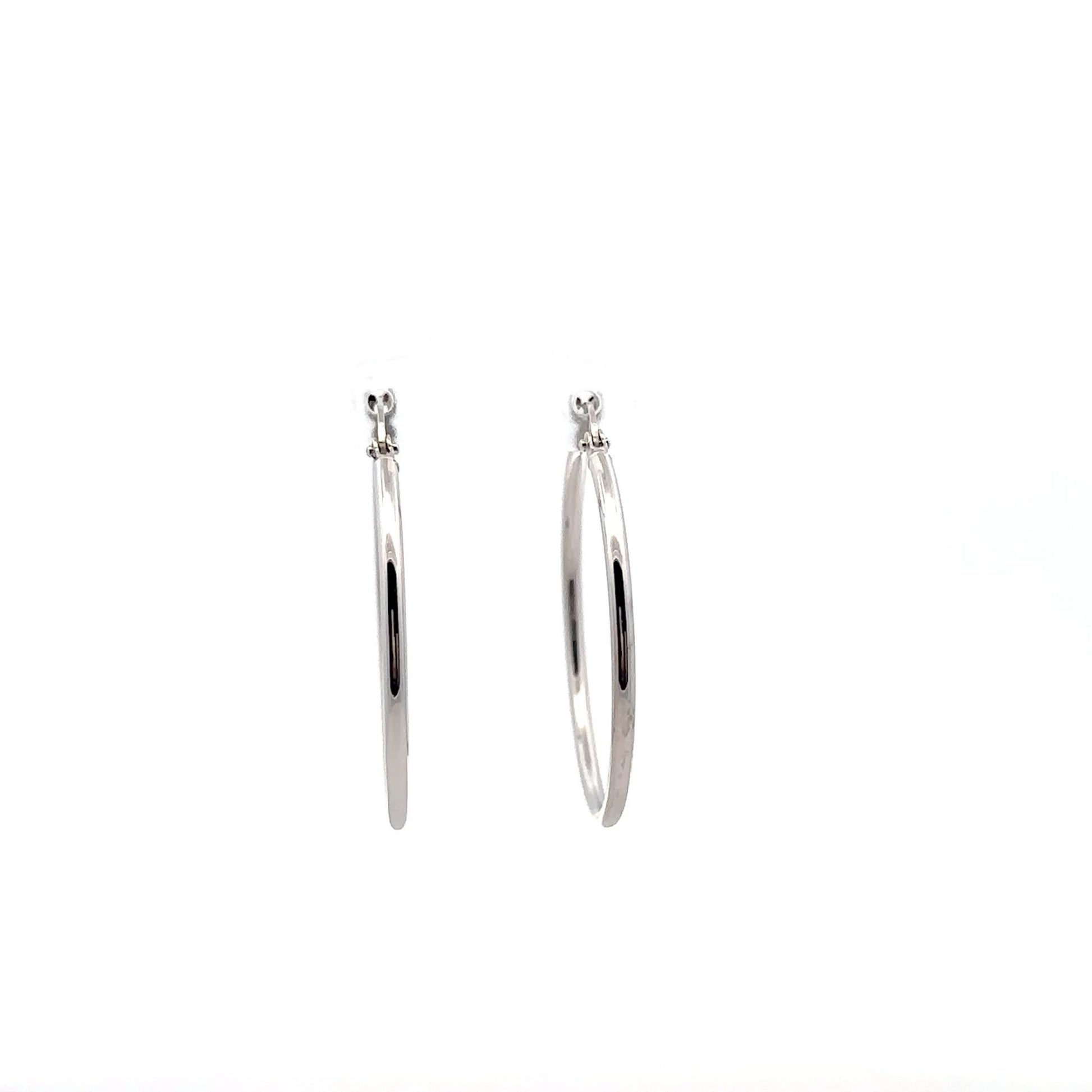 18K White Gold Earrings Hoops Loops 1.78 grams - Rafant