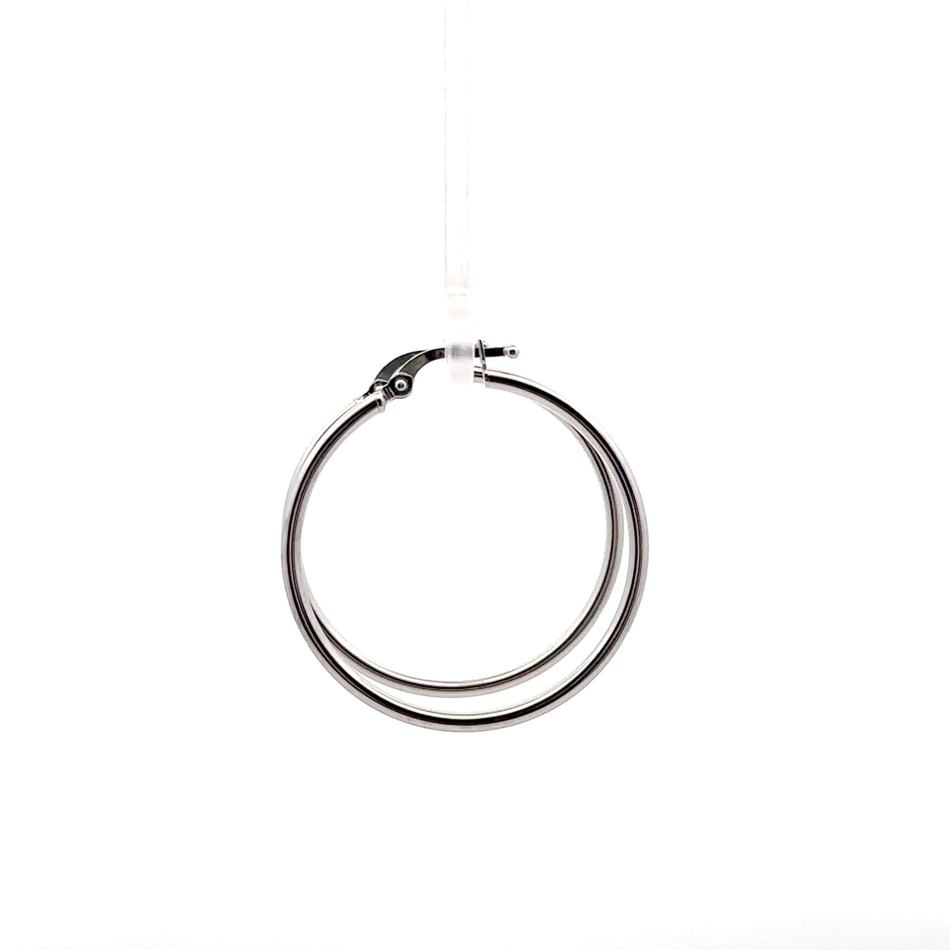 18K White Gold Earrings Hoops Loops 1.78 grams - Rafant