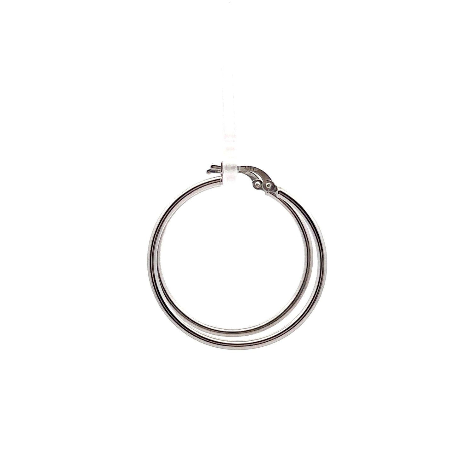 18K White Gold Earrings Hoops Loops 1.78 grams - Rafant