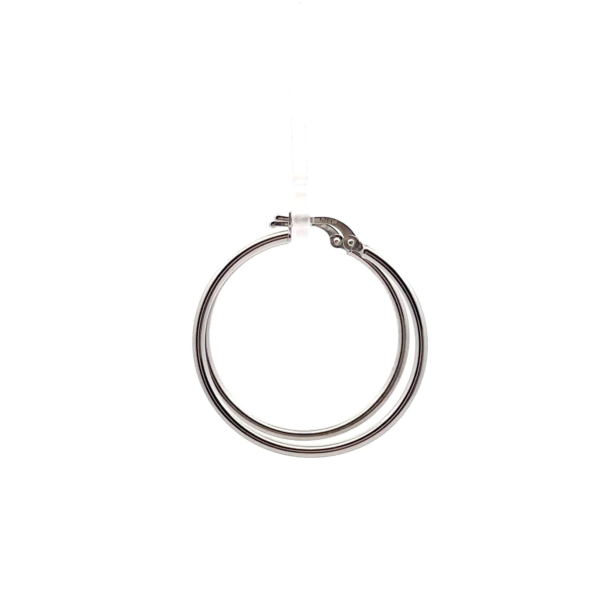 18K White Gold Earrings Hoops Loops 1.78 grams - Rafant