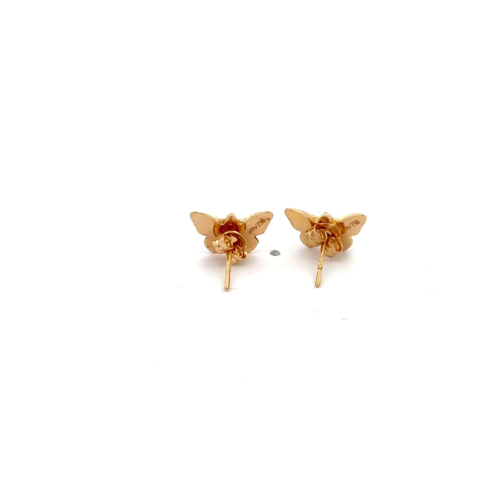 18K Gold Earrings Stud Butterfly - Rafant