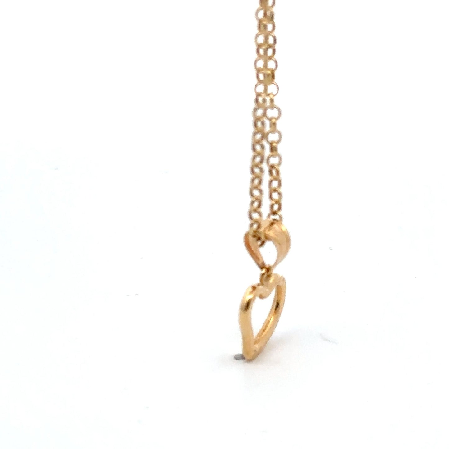 18K Gold Bracelet Rolo Chain Open Heart Charm 8 inches - Rafant
