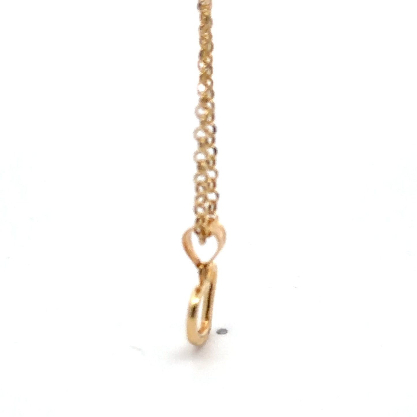 18K Gold Bracelet Rolo Chain Open Heart Charm 8 inches - Rafant