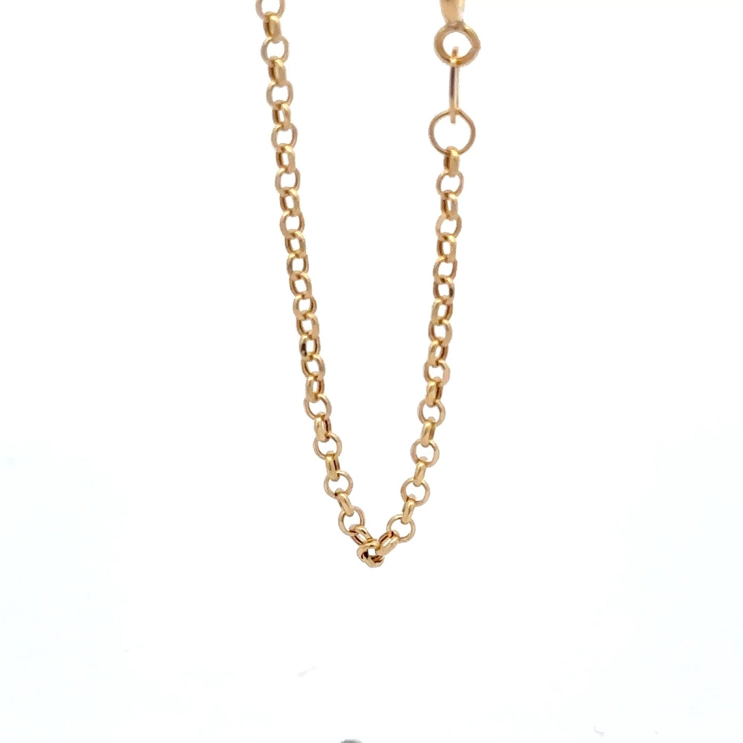 18K Gold Bracelet Rolo Chain Open Heart Charm 8 inches - Rafant