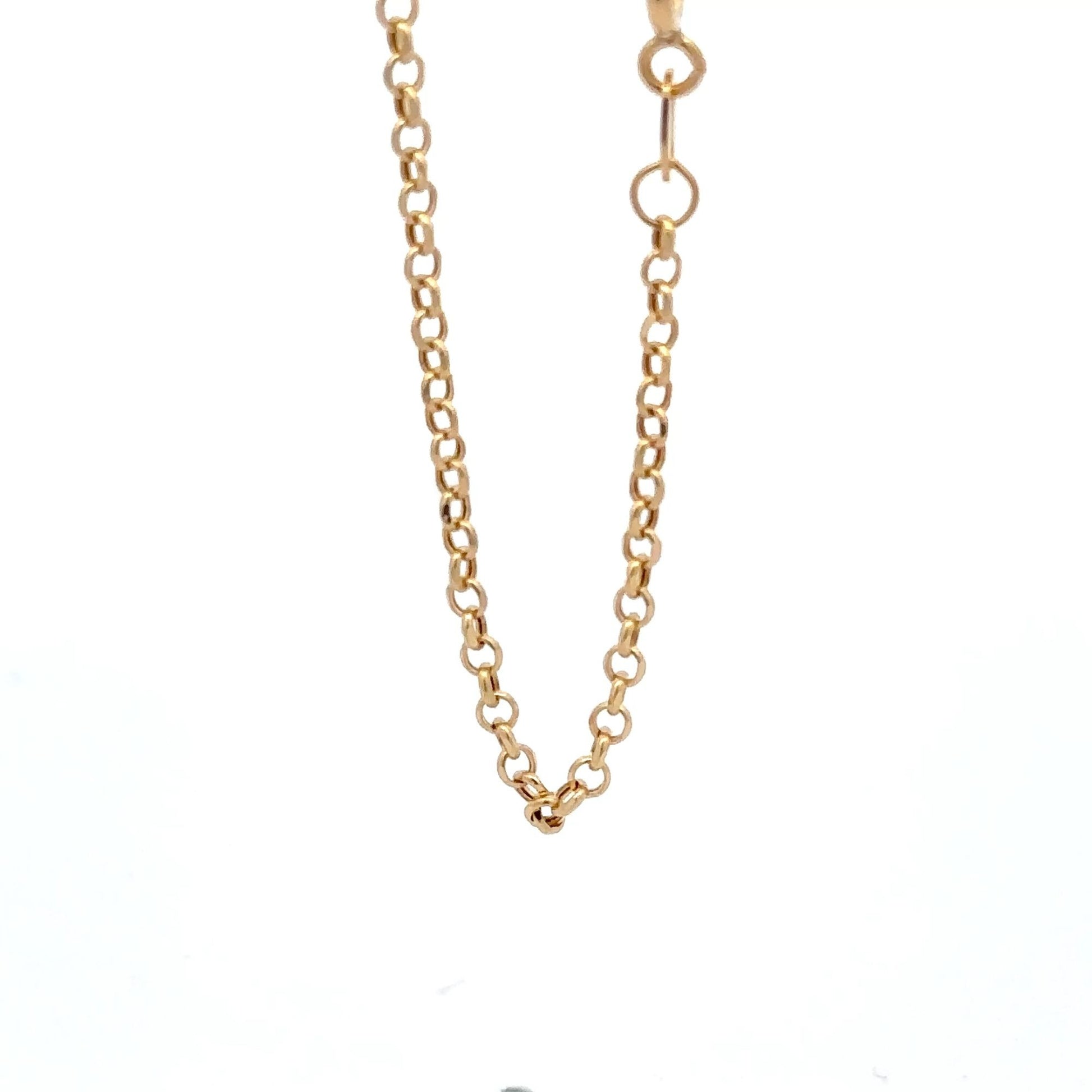 18K Gold Bracelet Rolo Chain Open Heart Charm 8 inches - Rafant