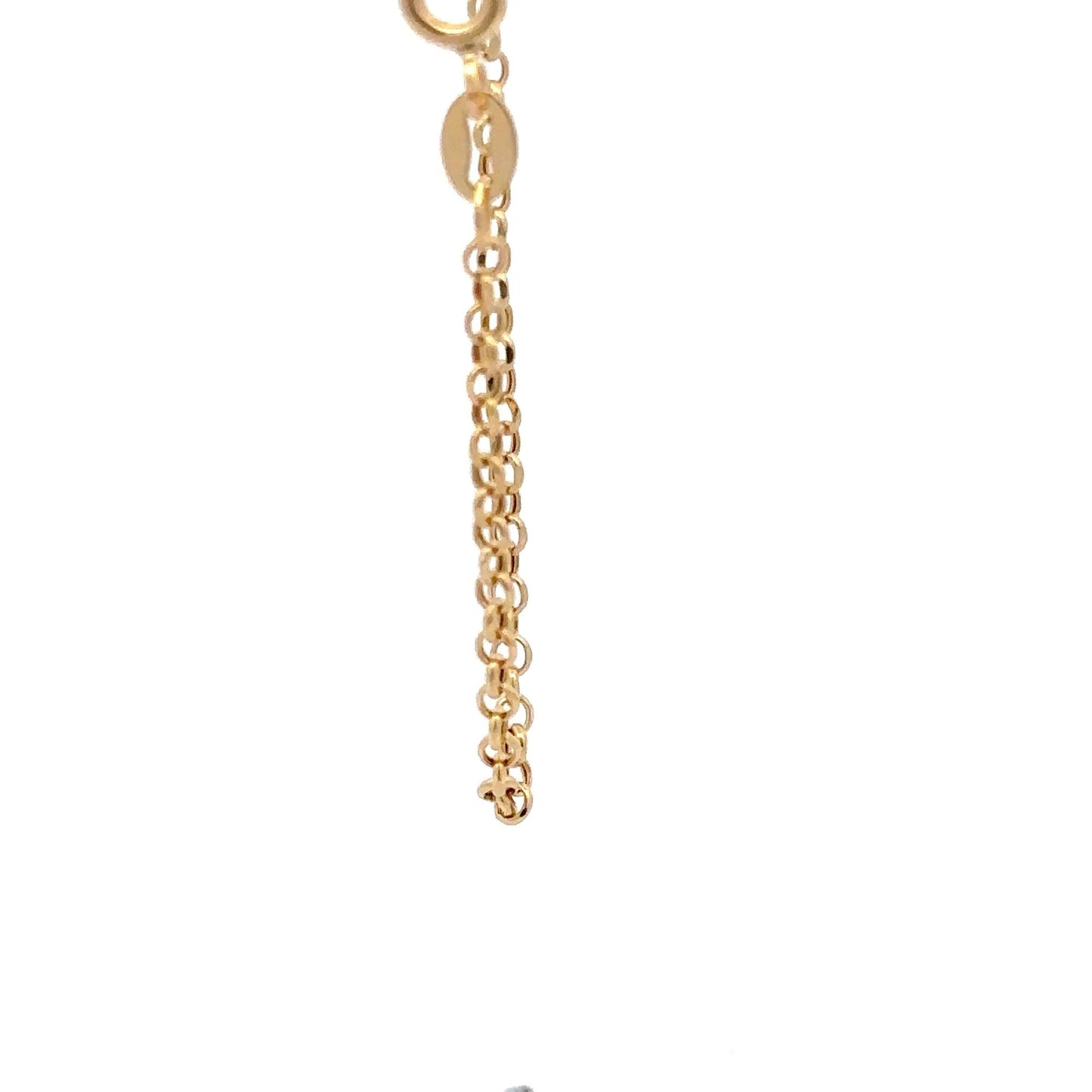 18K Gold Bracelet Rolo Chain Open Heart Charm 8 inches - Rafant