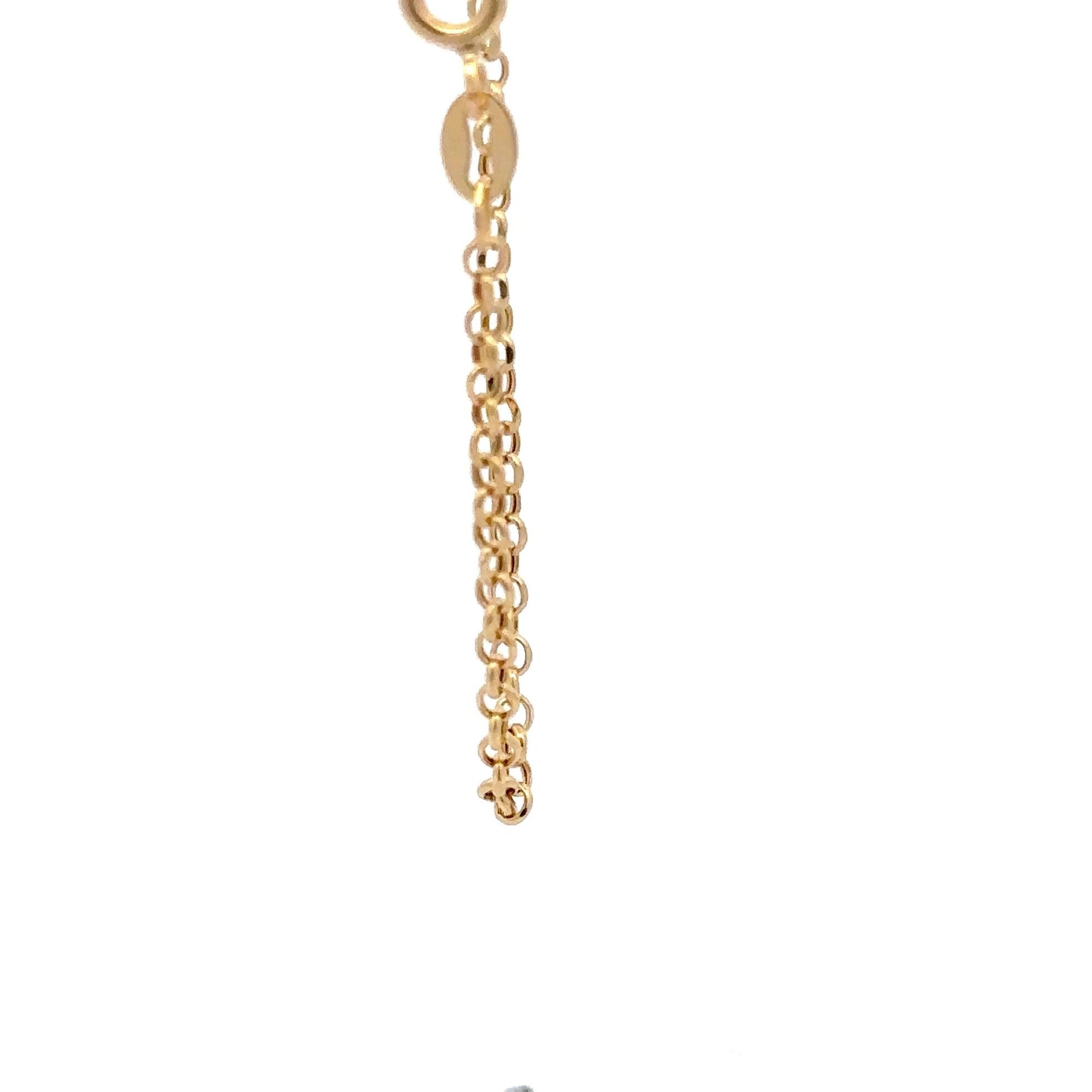 18K Gold Bracelet Rolo Chain Open Heart Charm 8 inches - Rafant