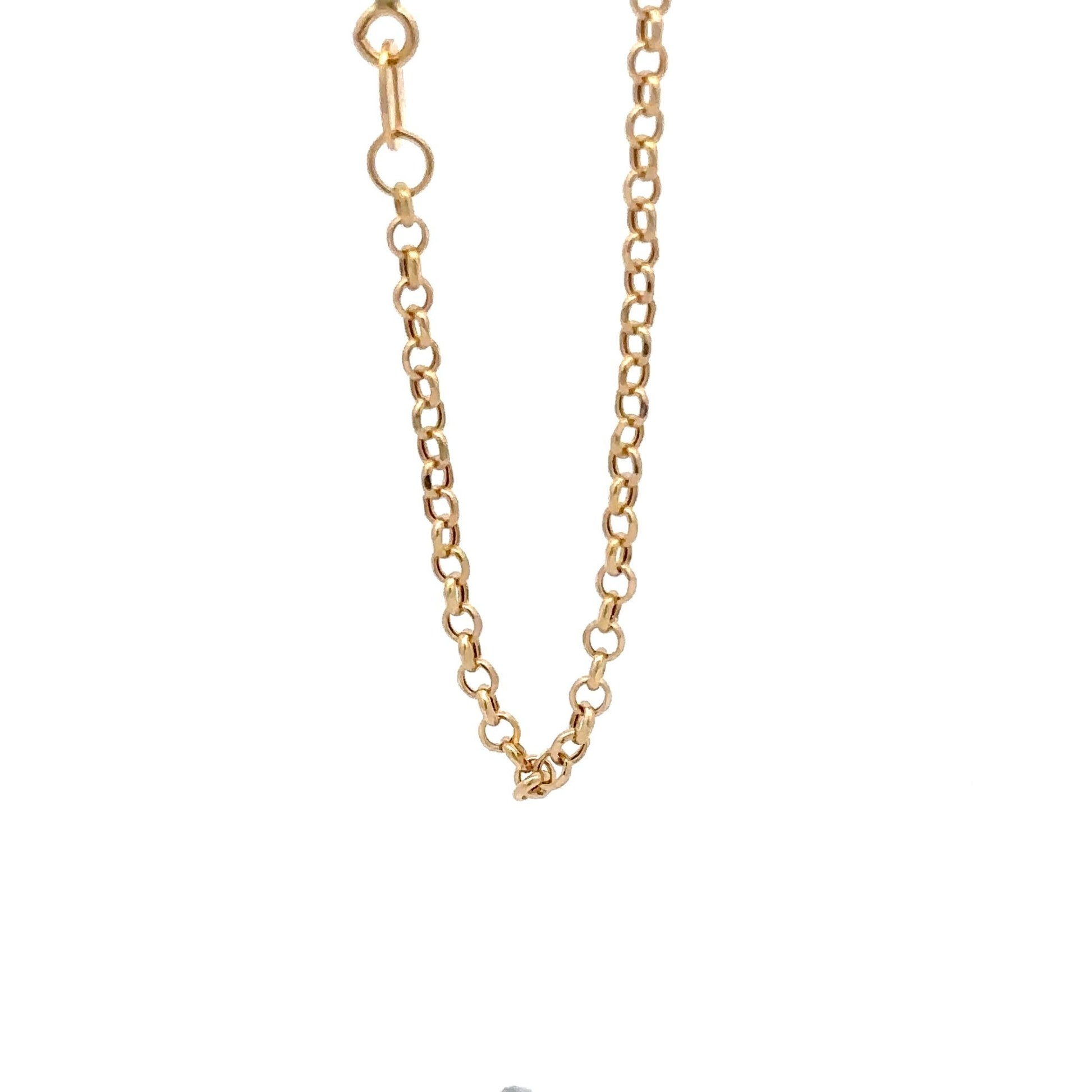 18K Gold Bracelet Rolo Chain Open Heart Charm 8 inches - Rafant