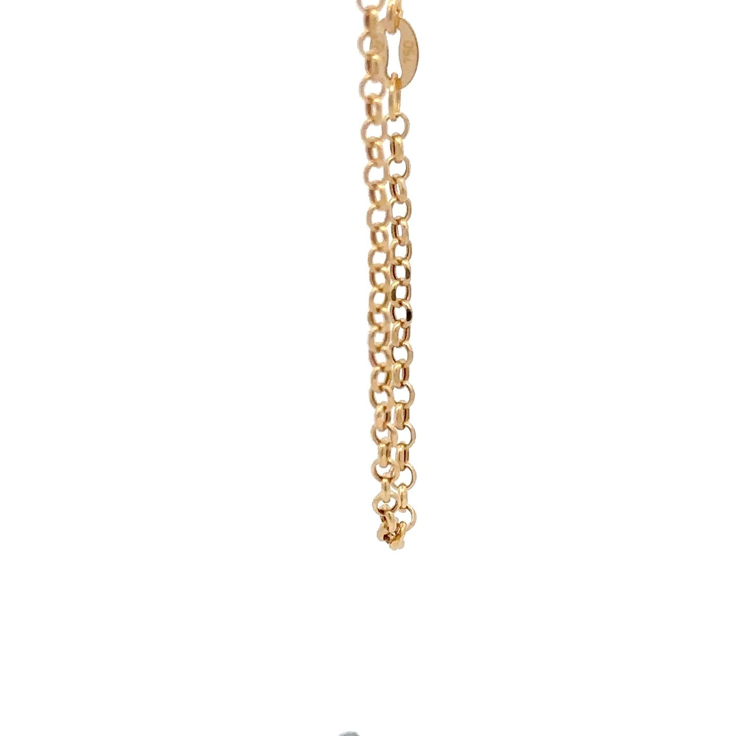 18K Gold Bracelet Rolo Chain Open Heart Charm 8 inches - Rafant