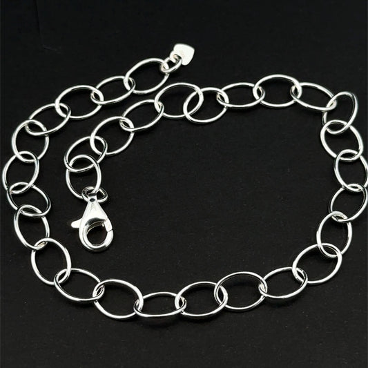 925 Sterling Silver Cable Interchangeable Charm Bracelet, Build Your Own Custom Jewelry Base Up to S8" - Rafant