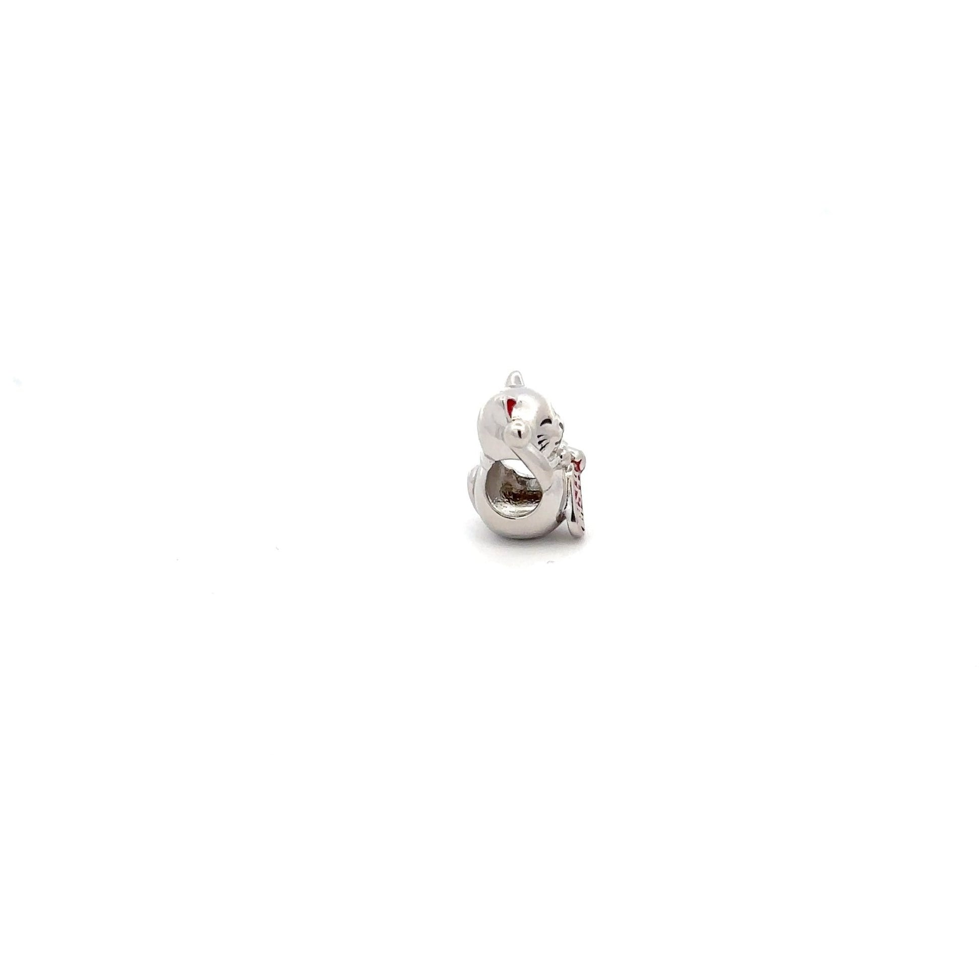 925 Sterling Silver Charm Cat Kitten Bead Charm For Bracelet Necklace - Rafant