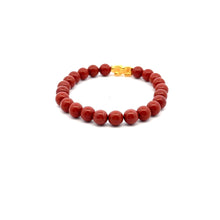 Load image into Gallery viewer, 18K Gold Pixiu Piyao Lucky Charm Bracelet Natural Red Jasper Gemstones 6mm Size 5.5&quot;
