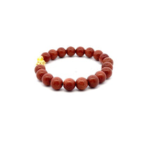 Load image into Gallery viewer, 24K Gold Piyao Pixiu Lucky Charm Bracelet Gemstones Goldstones 8mm Size 5 1/4 inches
