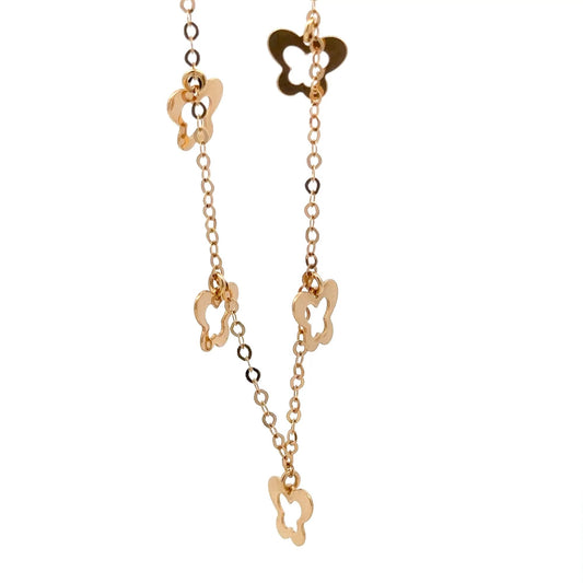 18K Gold  Bracelet Butterflies Charms Size 7.5 inches - Rafant