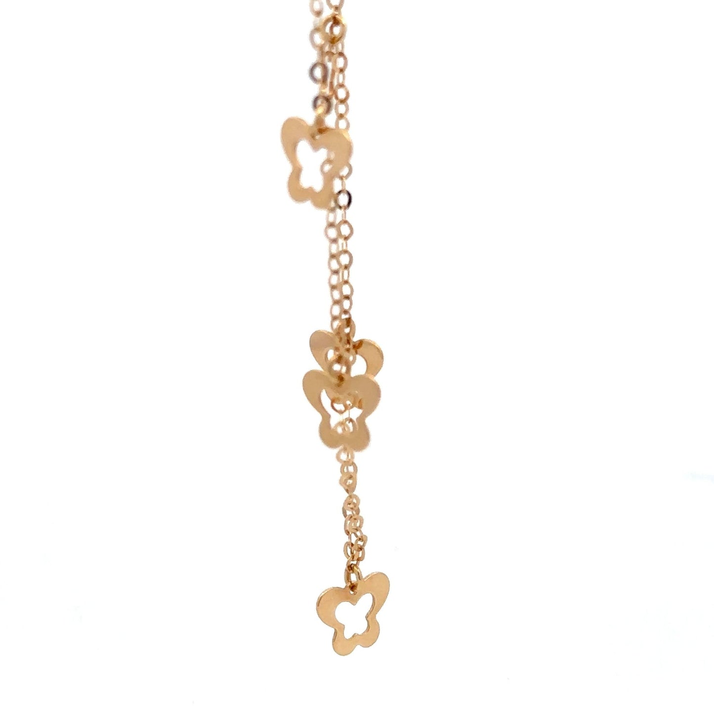 18K Gold  Bracelet Butterflies Charms Size 7.5 inches - Rafant
