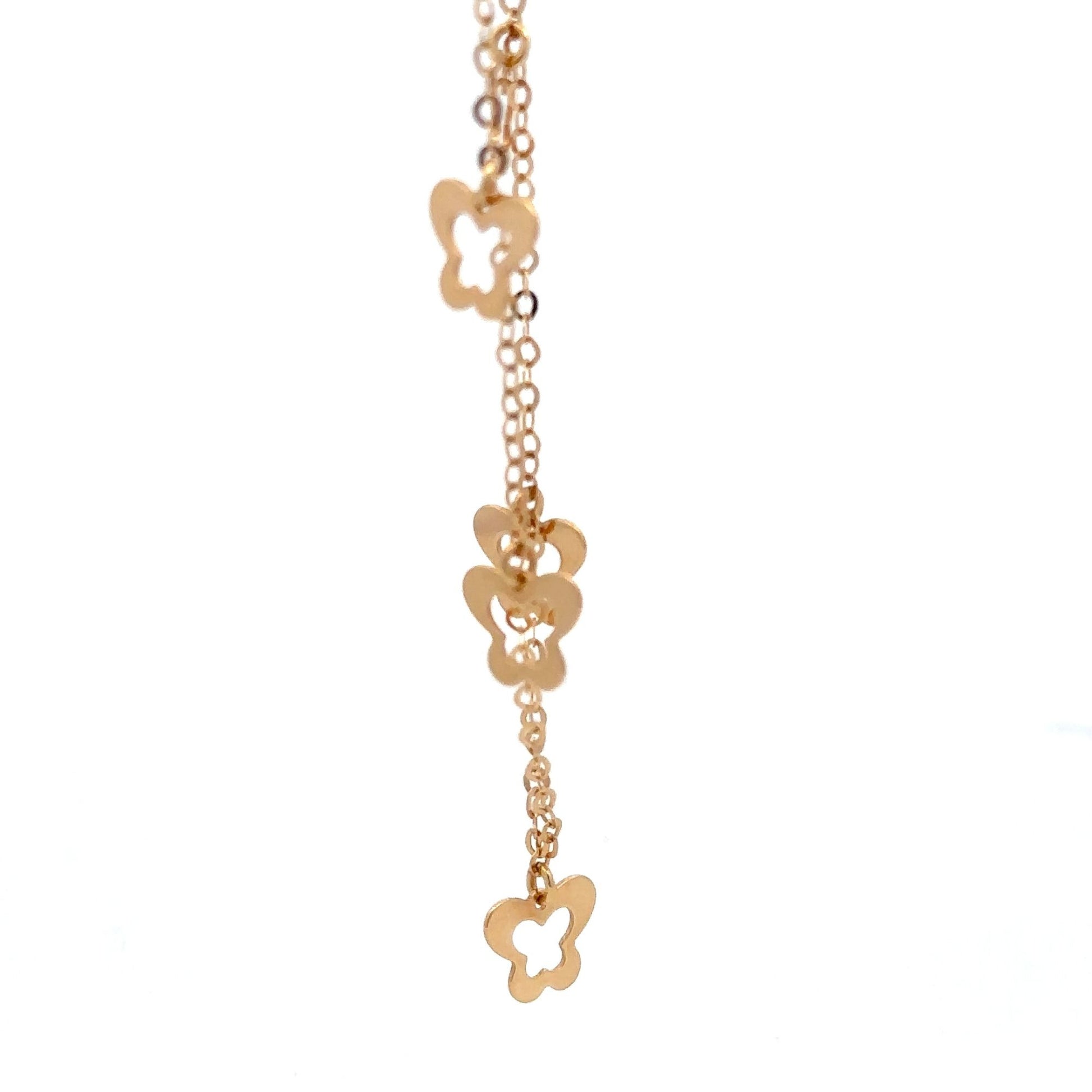 18K Gold  Bracelet Butterflies Charms Size 7.5 inches - Rafant