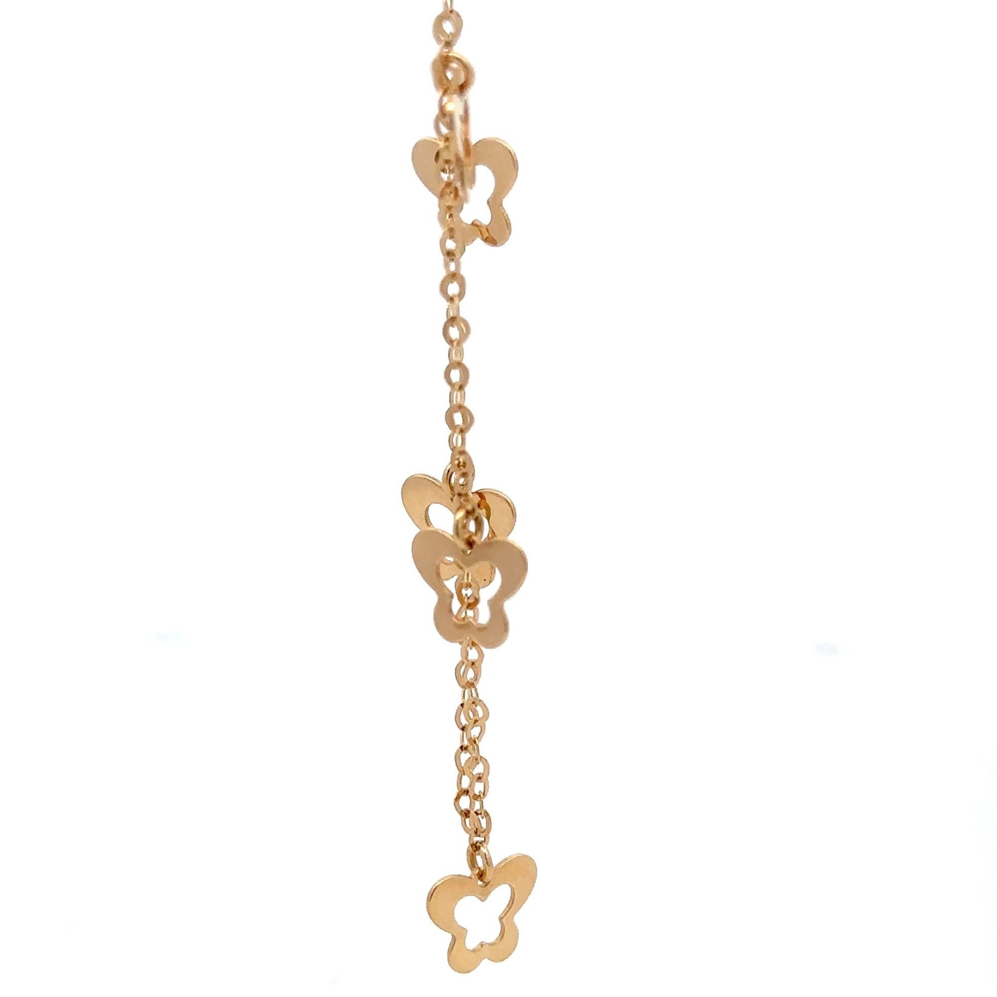 18K Gold  Bracelet Butterflies Charms Size 7.5 inches - Rafant