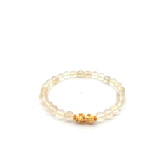 Load image into Gallery viewer, 18K Gold Pixiu Piyao Lucky Charm Bracelet Natural Citrine Gemstones 8mm Size 7 1/4 inches
