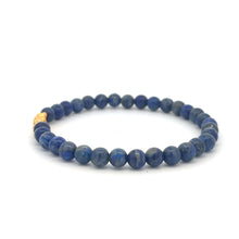 Load image into Gallery viewer, 18K Gold Dragon Pixiu Piyao Lucky Charm Bracelet Gemstones Lapis Lazuli 6mm Size 7.5 inches

