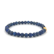 Load image into Gallery viewer, 18K Gold Dragon Pixiu Piyao Lucky Charm Bracelet Gemstones Lapis Lazuli 6mm Size 7.5 inches
