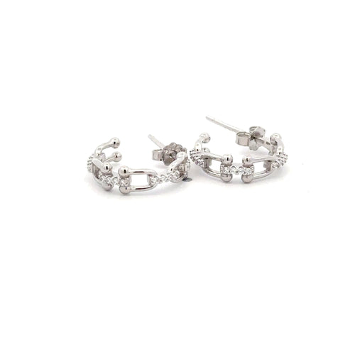 925 Sterling Silver Earrings Semi Hoops - Rafant