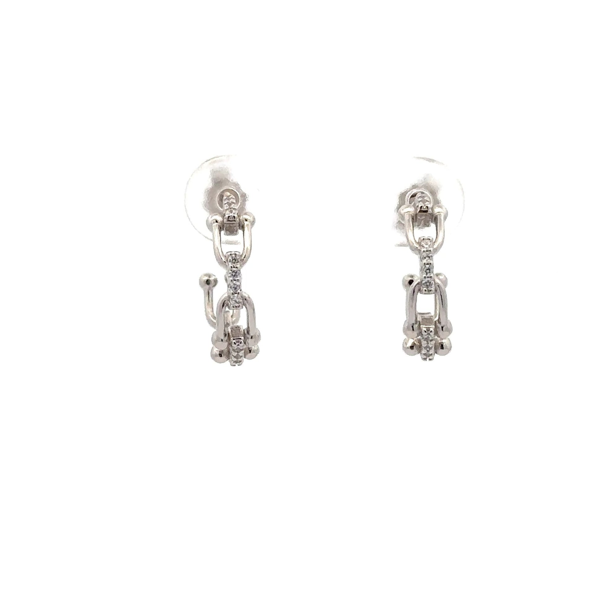 925 Sterling Silver Earrings Semi Hoops - Rafant