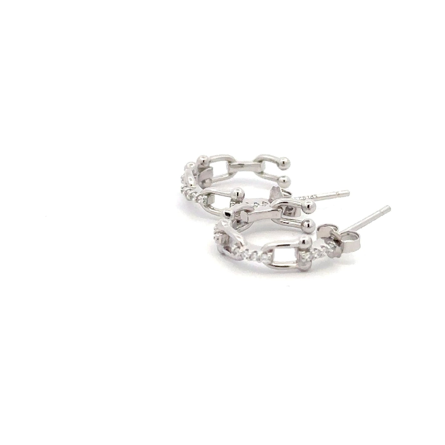 925 Sterling Silver Earrings Semi Hoops - Rafant