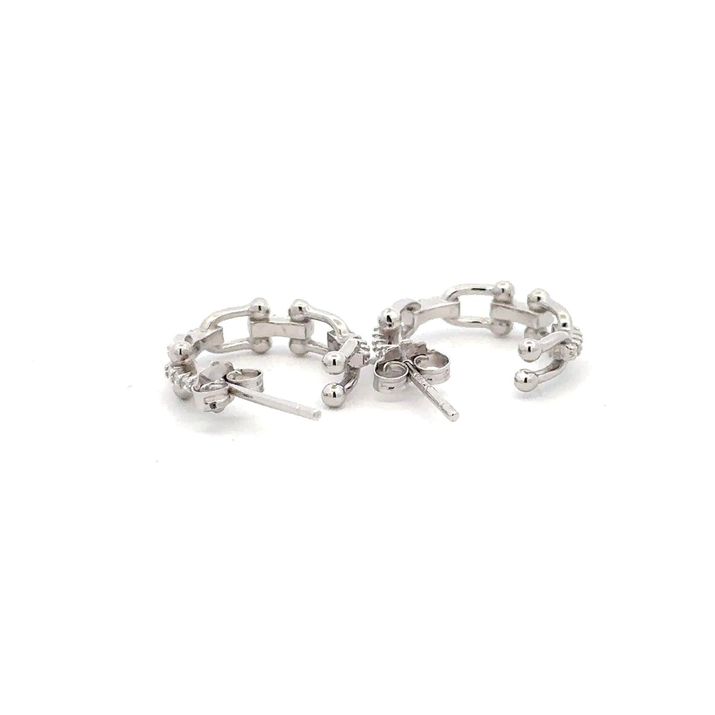 925 Sterling Silver Earrings Semi Hoops - Rafant