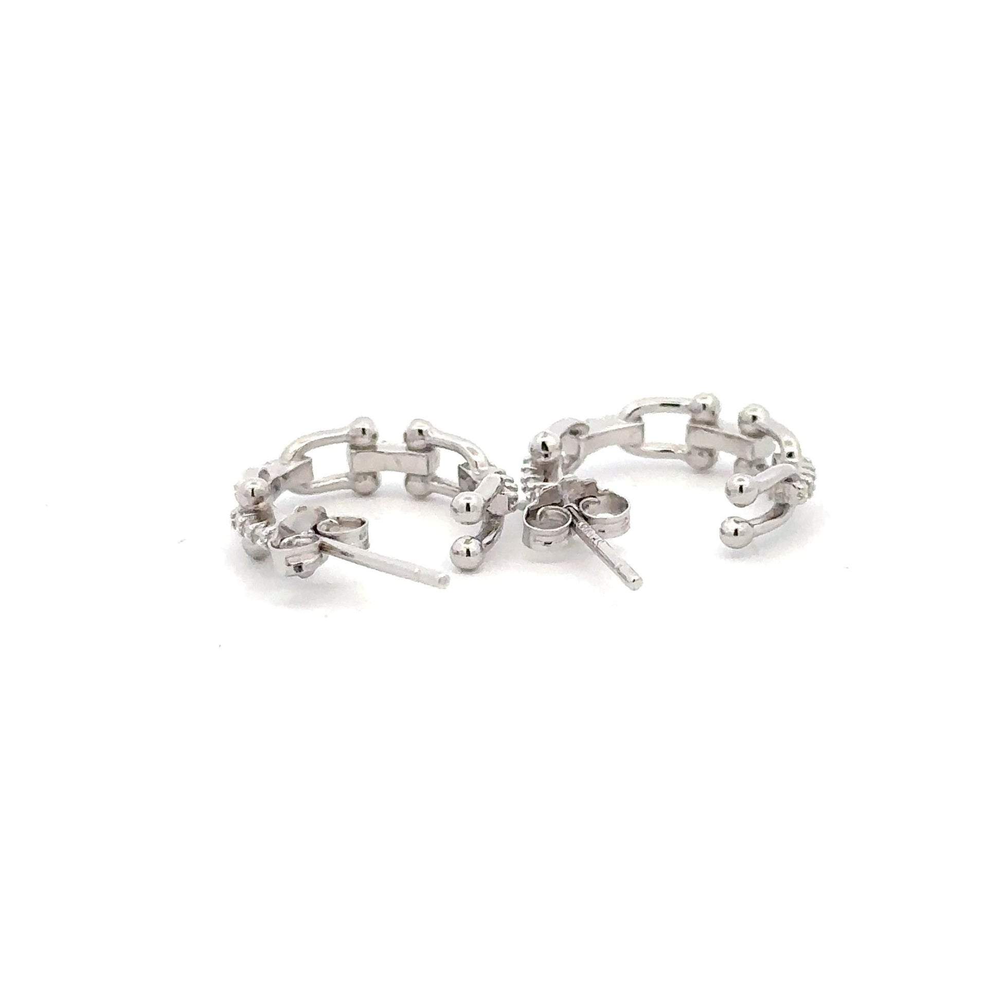 925 Sterling Silver Earrings Semi Hoops - Rafant