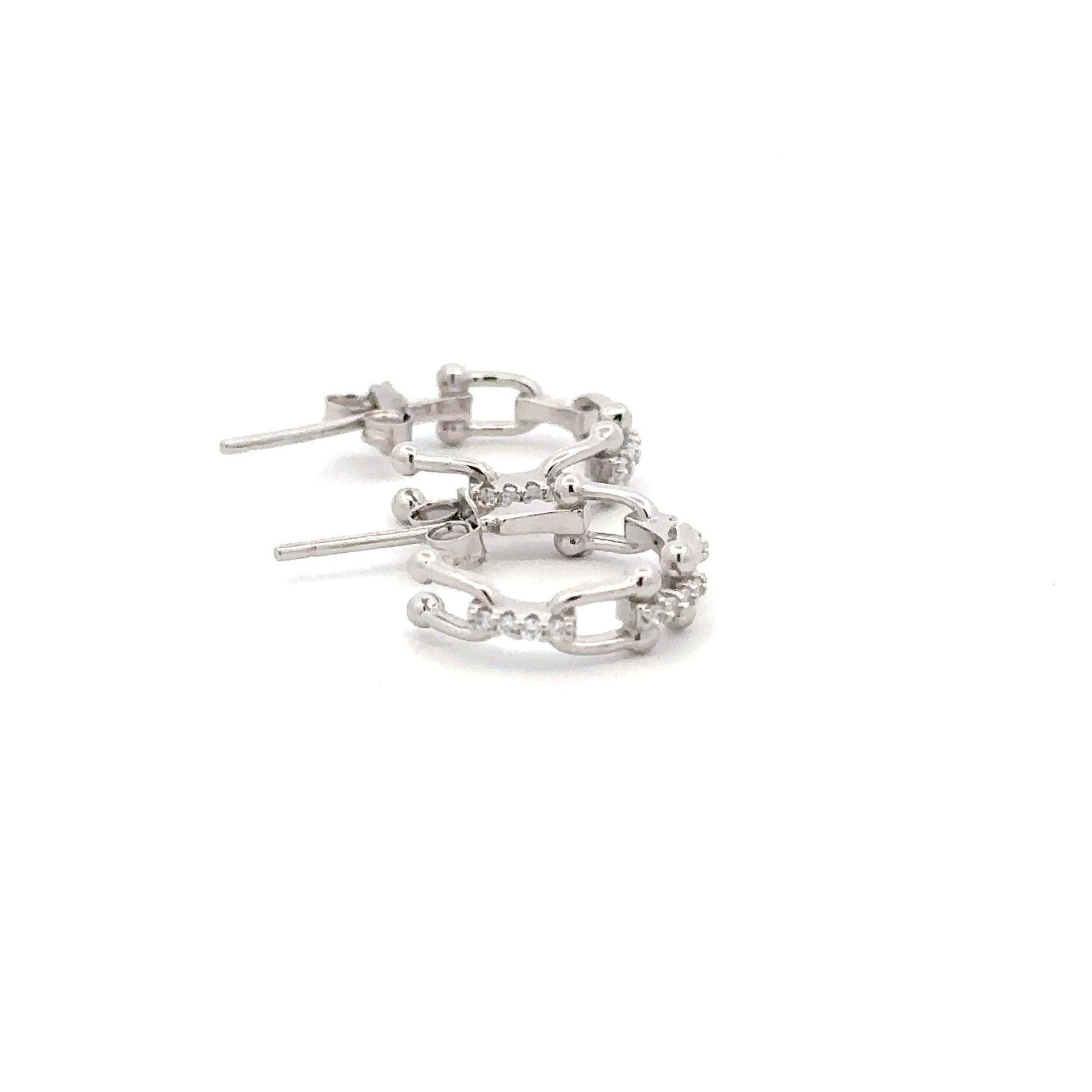 925 Sterling Silver Earrings Semi Hoops - Rafant