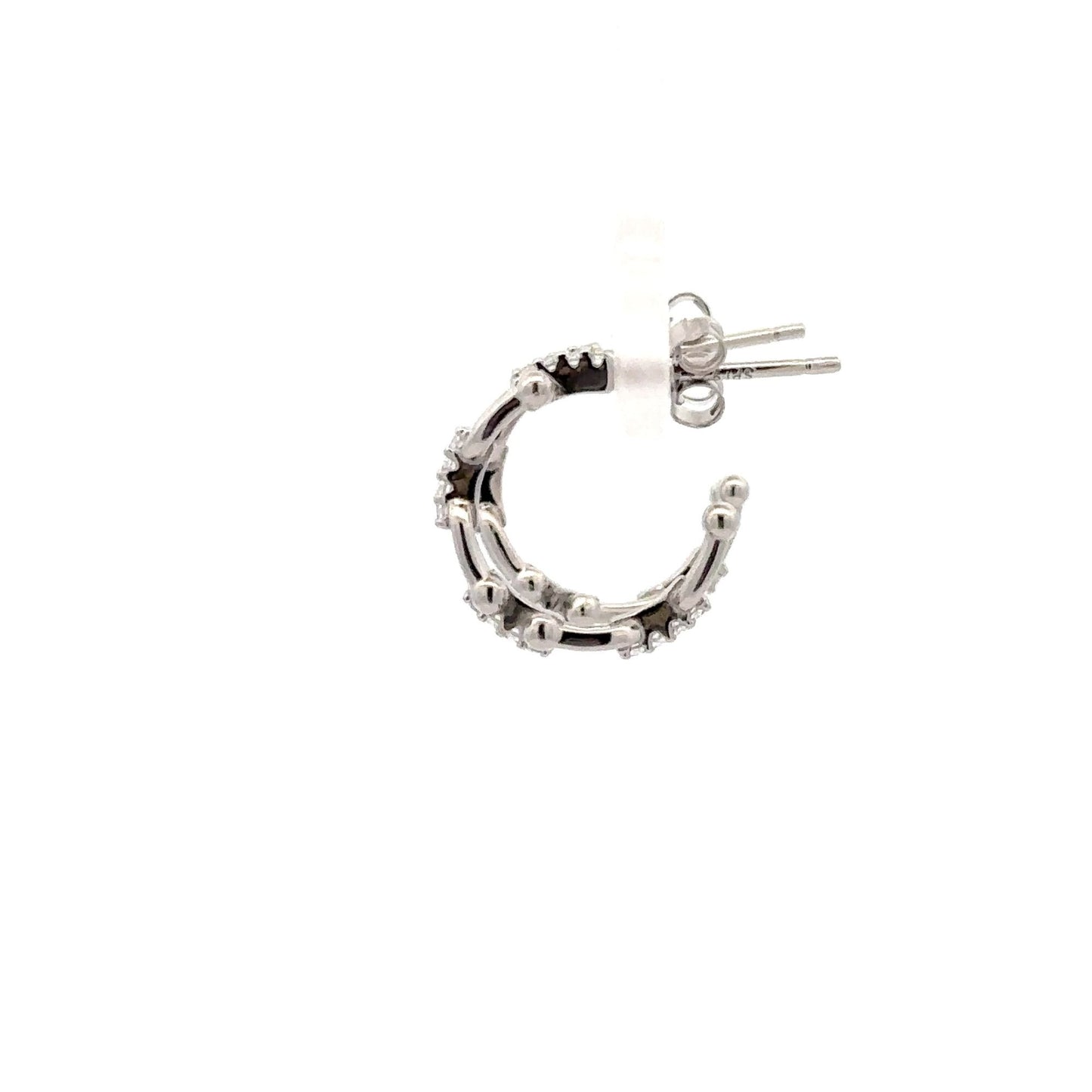 925 Sterling Silver Earrings Semi Hoops - Rafant