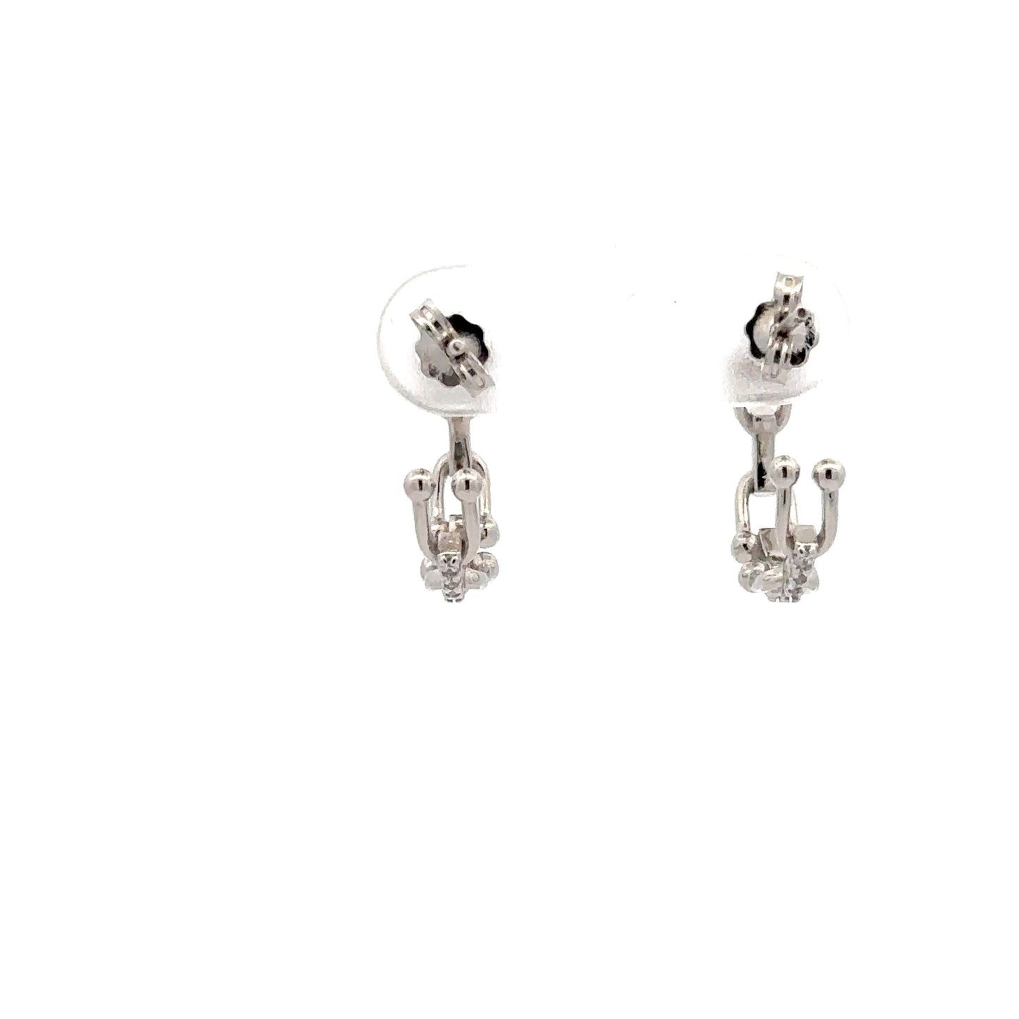 925 Sterling Silver Earrings Semi Hoops - Rafant