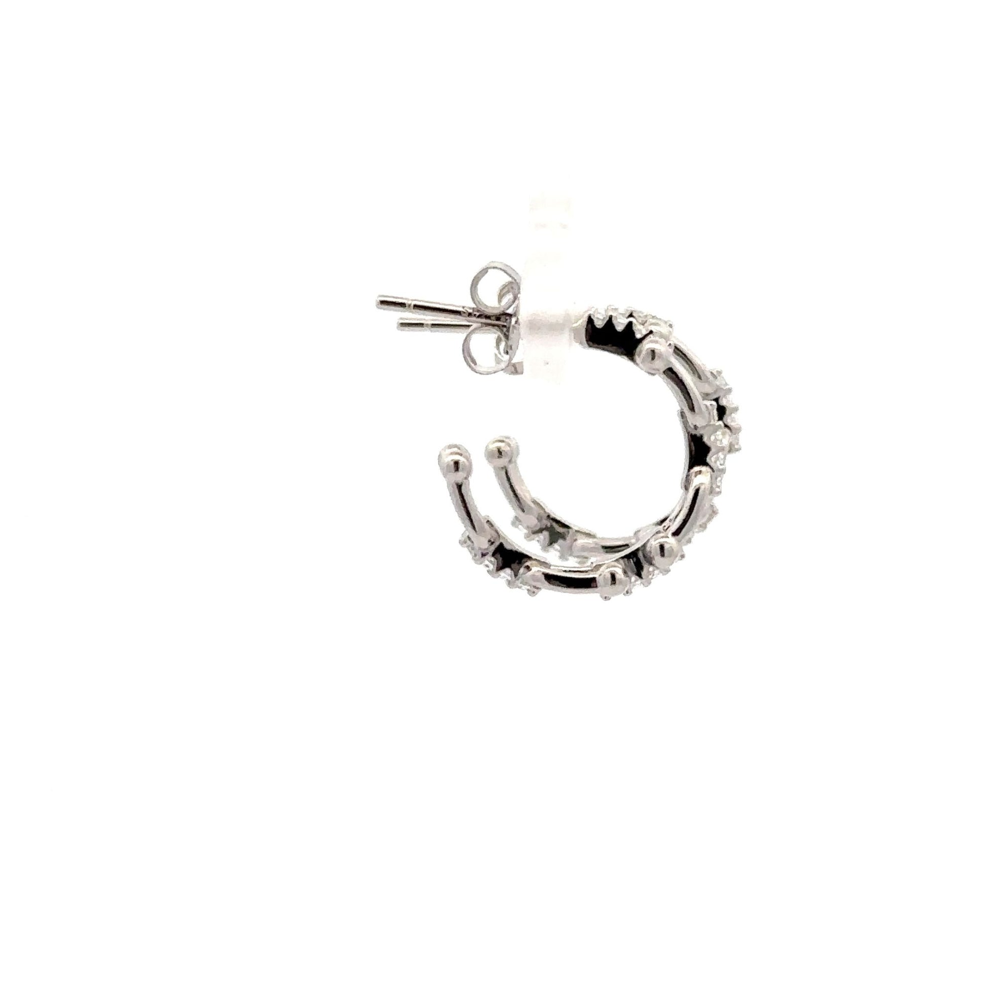 925 Sterling Silver Earrings Semi Hoops - Rafant