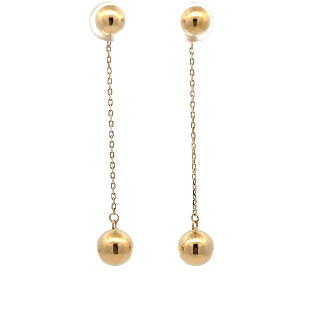 18K Gold Earrings Balls Dangling - Rafant