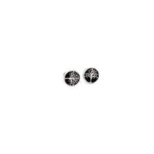 Load image into Gallery viewer, 925 Sterling Silver Stud Tree of Life Black Earrings Small Screw Back
