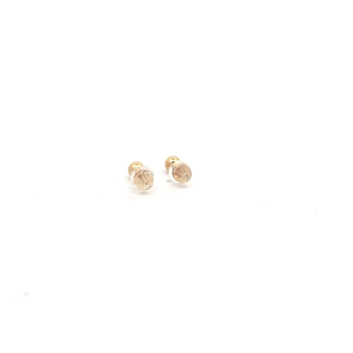 14K Gold Earrings Stud Ball Tiny 4mm Silicone Covered Backings - Rafant