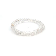 Load image into Gallery viewer, Moonstone &amp; Clear Quartz Gemstone Stretch Bracelet with 14K Gold Accent Bead Handmade

