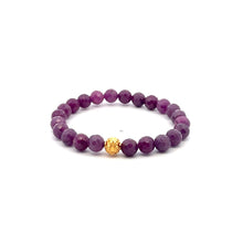 Load image into Gallery viewer, 18K Gold Money Coin Ball Bracelet Gemstones Ruby July Birthstones Micro Faceted 6 - 6.5 mm
