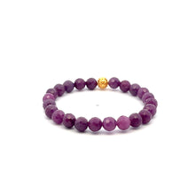 Load image into Gallery viewer, 18K Gold Money Coin Ball Bracelet Gemstones Ruby July Birthstones Micro Faceted 6 - 6.5 mm
