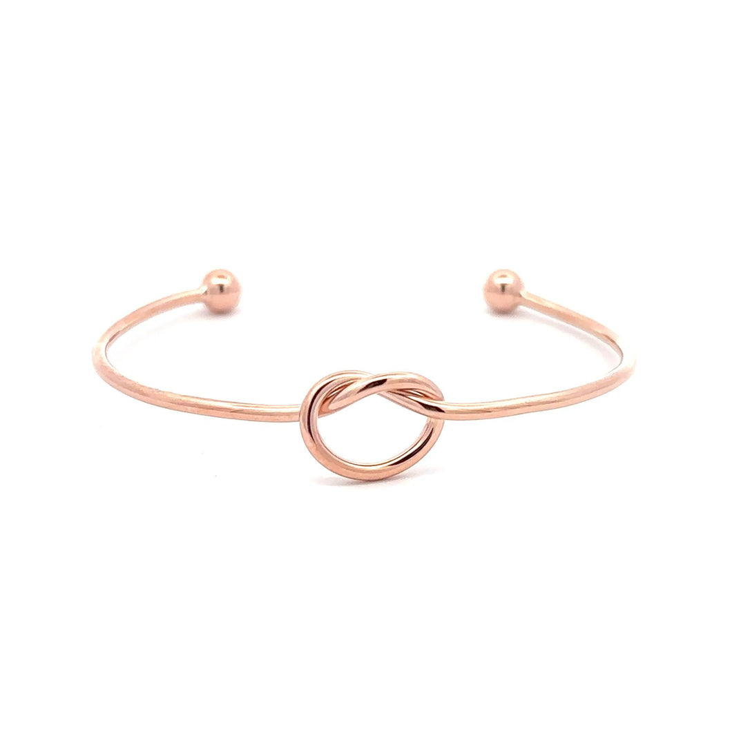 925 Sterling Silver Cuff Bangle Bracelet Size 6.25 inches Center Knot