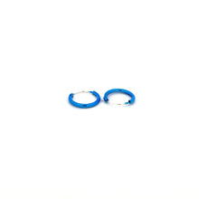 Load image into Gallery viewer, 925 Sterling Silver Hoops Blue Enamel Earrings Tiny

