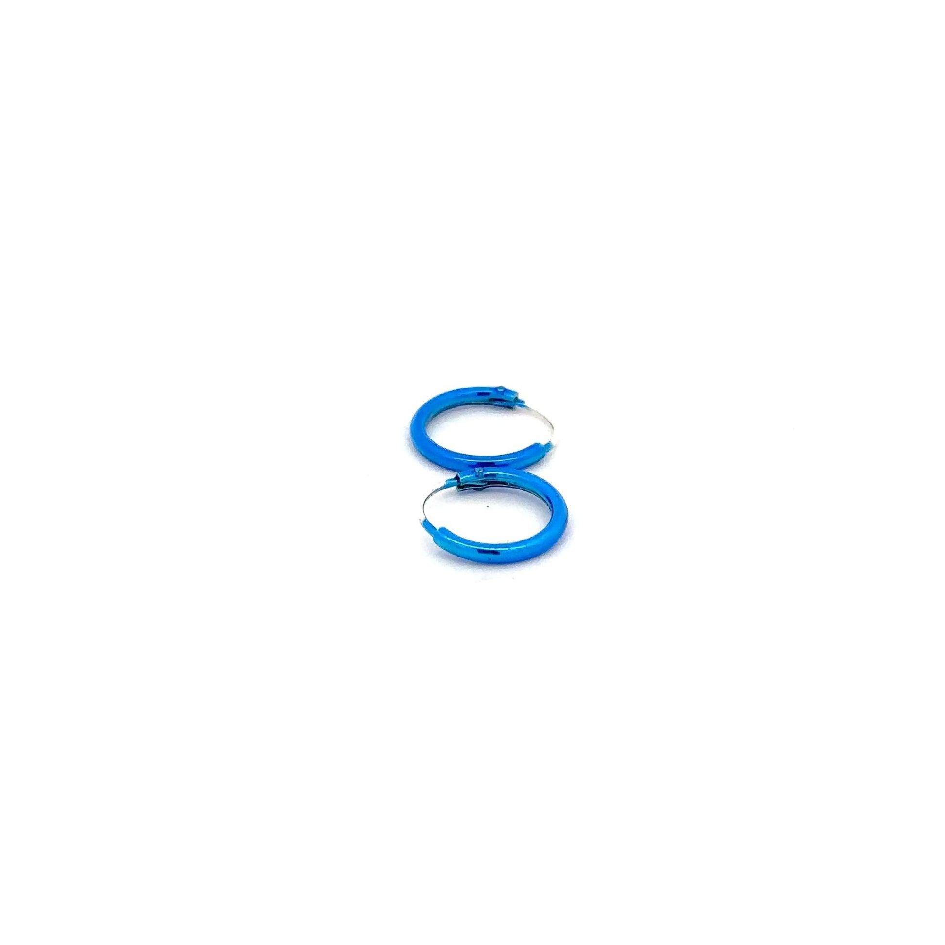 925 Sterling Silver Hoops Blue Enamel Earrings Tiny - Rafant