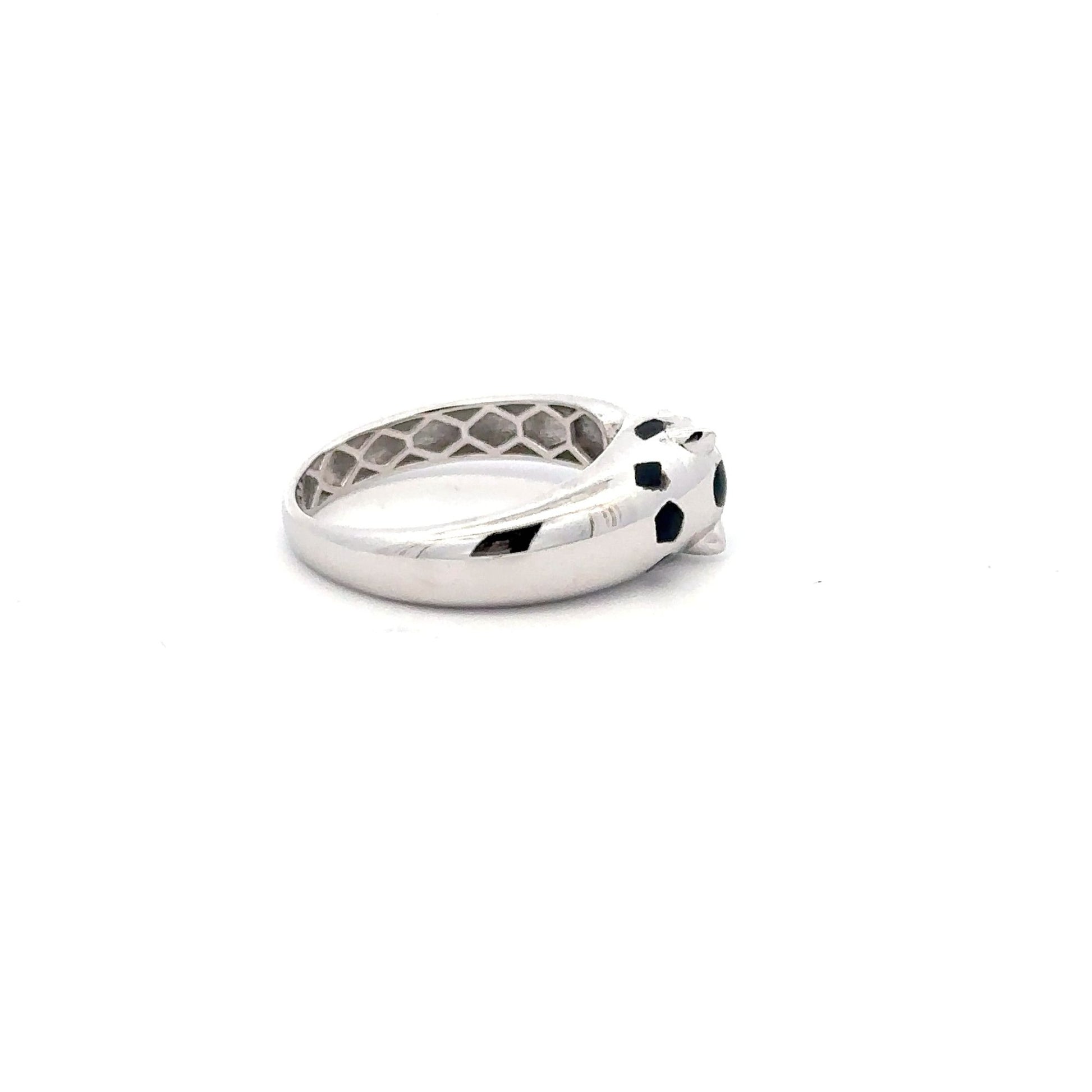 925 Sterling Silver Ring Panther Green Cubic Zirconia Size 5 - Rafant