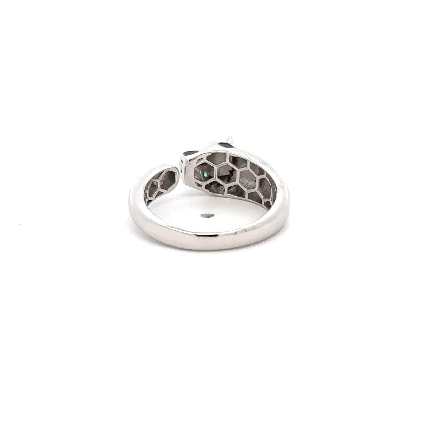925 Sterling Silver Ring Panther Green Cubic Zirconia Size 5 - Rafant