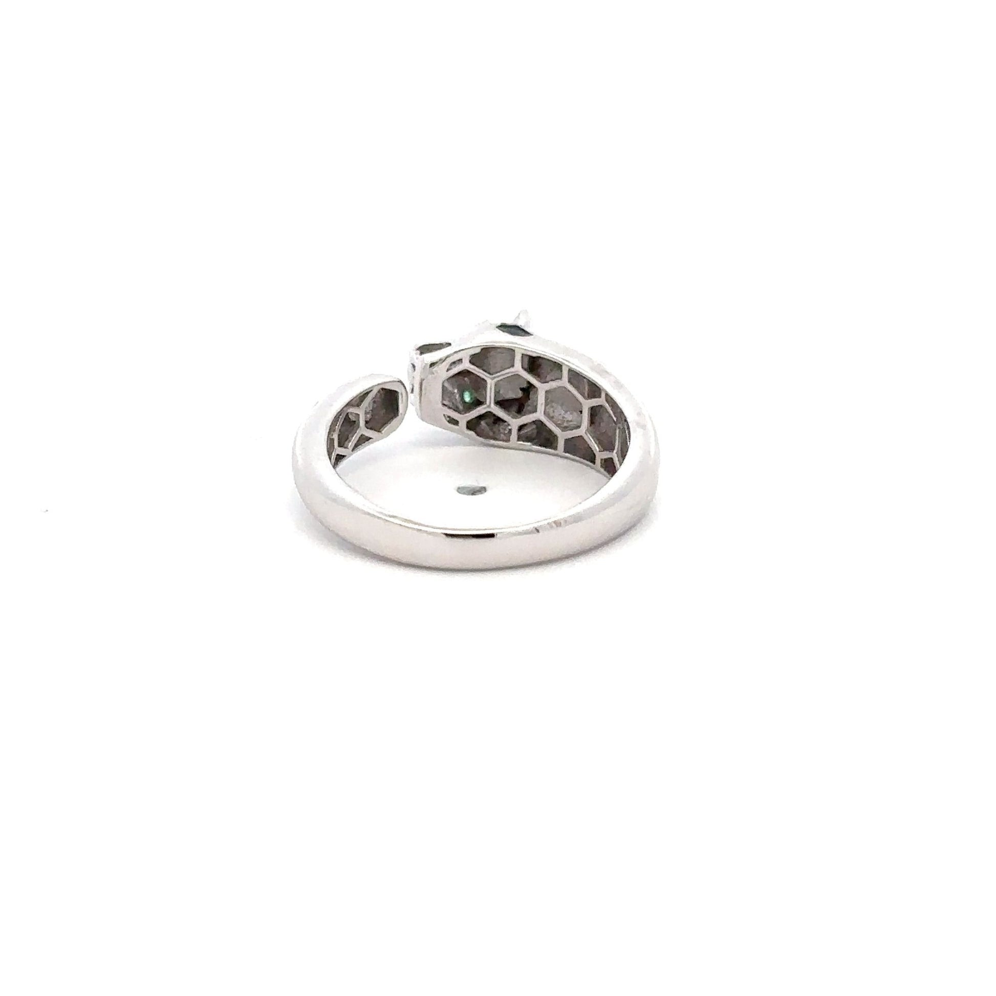 925 Sterling Silver Ring Panther Green Cubic Zirconia Size 5 - Rafant