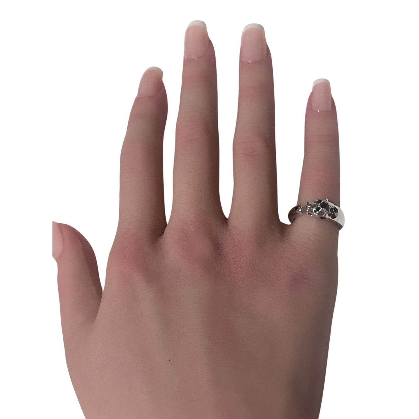 925 Sterling Silver Ring Panther Green Cubic Zirconia Size 5 - Rafant
