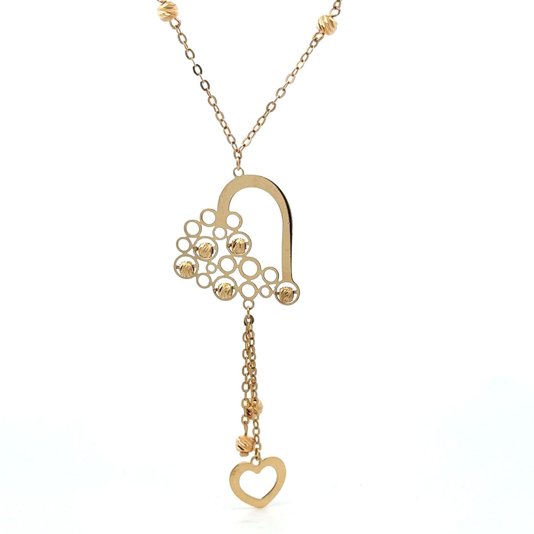 18K Gold Necklace 17.75 inches Heart Charm 3.23 grams