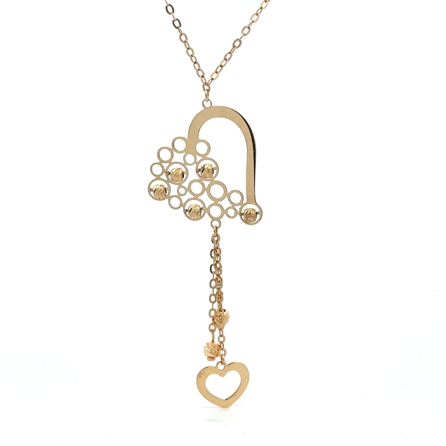 18K Gold Necklace 17.75 inches Heart Charm 3.23 grams - Rafant